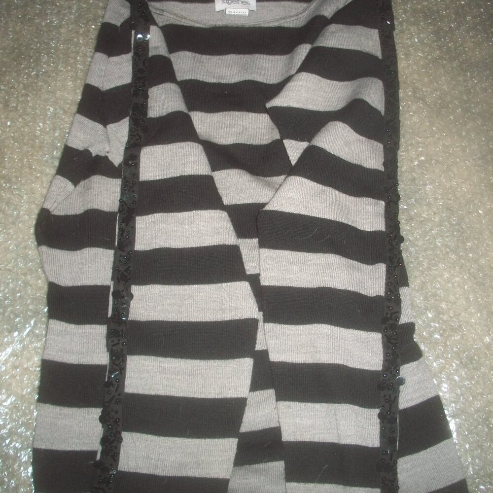 womens striped sweater. sequin arm trim.TOGETHER.size small